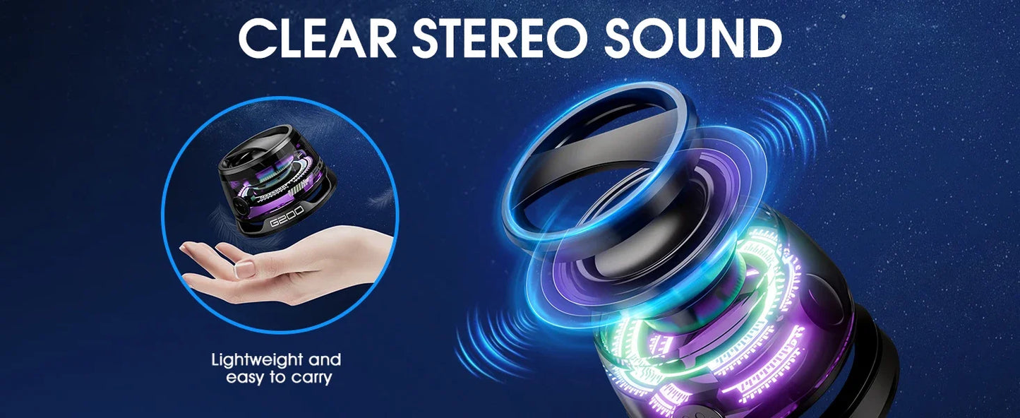 Haut-parleur Bluetooth magnétique d'extérieur – Mini stéréo nomade avec lumière RVB, support téléphone intégré et compatibilité iOS