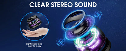 Haut-parleur Bluetooth magnétique d'extérieur – Mini stéréo nomade avec lumière RVB, support téléphone intégré et compatibilité iOS