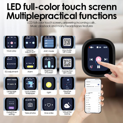 Siindoo JH-ANC930Plus – Écouteurs à suppression active du bruit, casque hybride sans fil avec écran LED tactile multi-magnétique