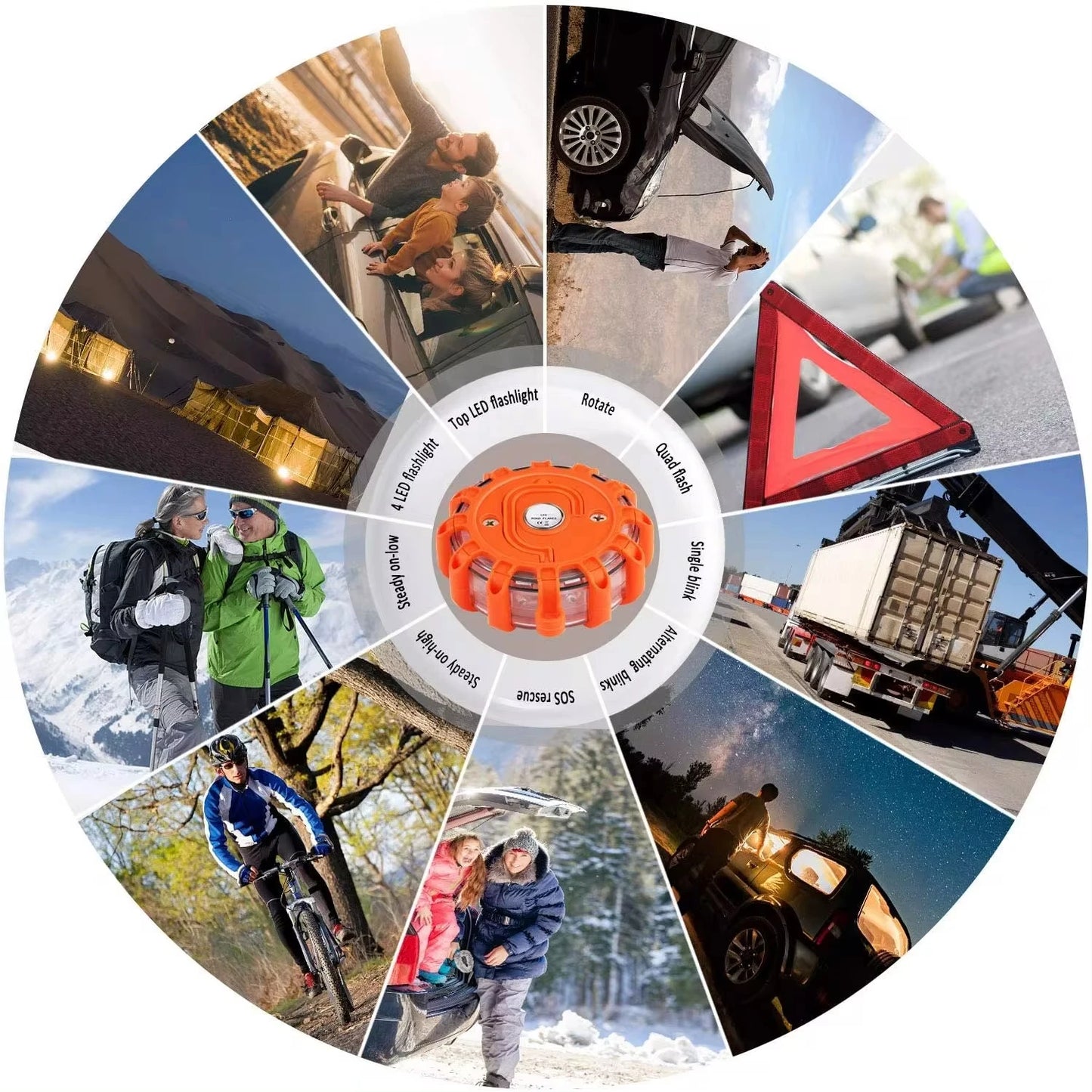 Balise LED magnétique d'urgence pour voiture – stroboscope avertisseur, lumière de sécurité, orange/bleu