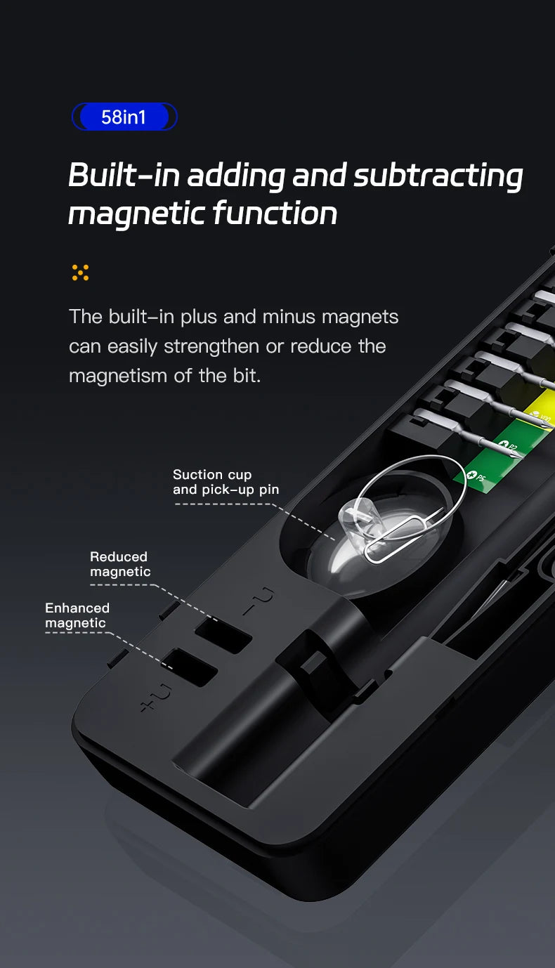 Kit Tournevis Électrique 58 en 1 Rechargeable – Ultra Précision, Réparation Express Smartphones, Montres & Appareils Xiaomi