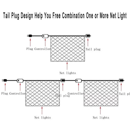 Rideau lumineux en maille LED – décoration extérieure/intérieure, guirlande féerique, Noël/mariage/fêtes