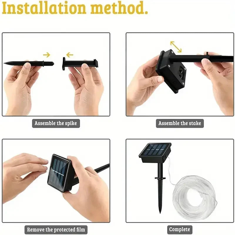 Guirlande LED solaire extérieure étanche – Tube corde féerique – Jardin, déco de vacances, Noël