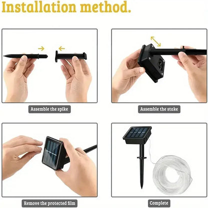 Guirlande LED solaire extérieure étanche – Tube corde féerique – Jardin, déco de vacances, Noël