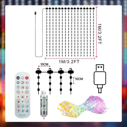 Rideau lumineux LED intelligent, 1 ou 2 pièces – guirlande féerique connectée, synchronisation musique & DIY, étanche