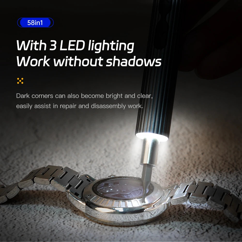 Kit Tournevis Électrique 58 en 1 Rechargeable – Ultra Précision, Réparation Express Smartphones, Montres & Appareils Xiaomi