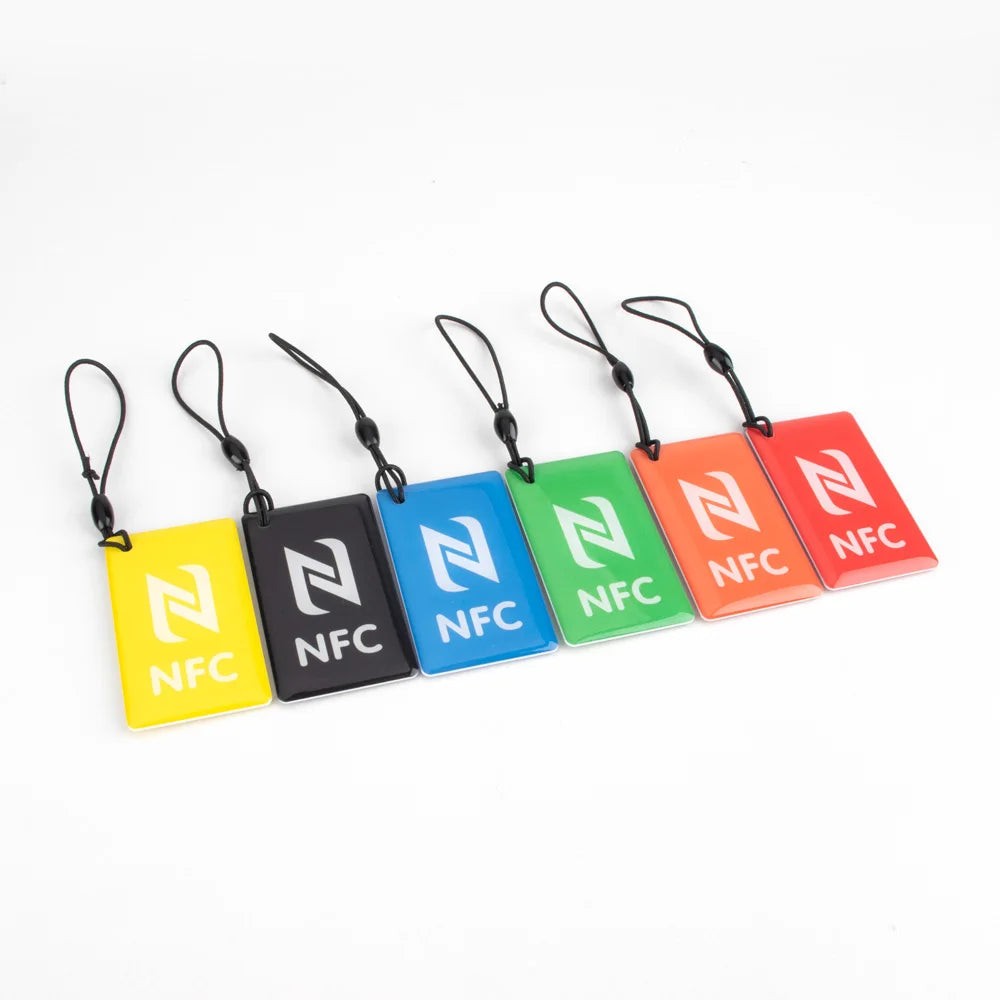Étiquette de carte à puce rectangulaire Ntag213 CE, résine époxy, 13.56MHz, pack de 6 couleurs
