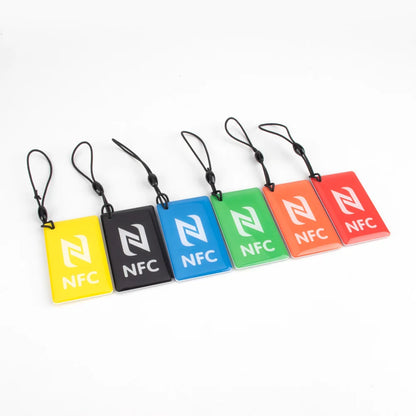 Étiquette de carte à puce rectangulaire Ntag213 CE, résine époxy, 13.56MHz, pack de 6 couleurs