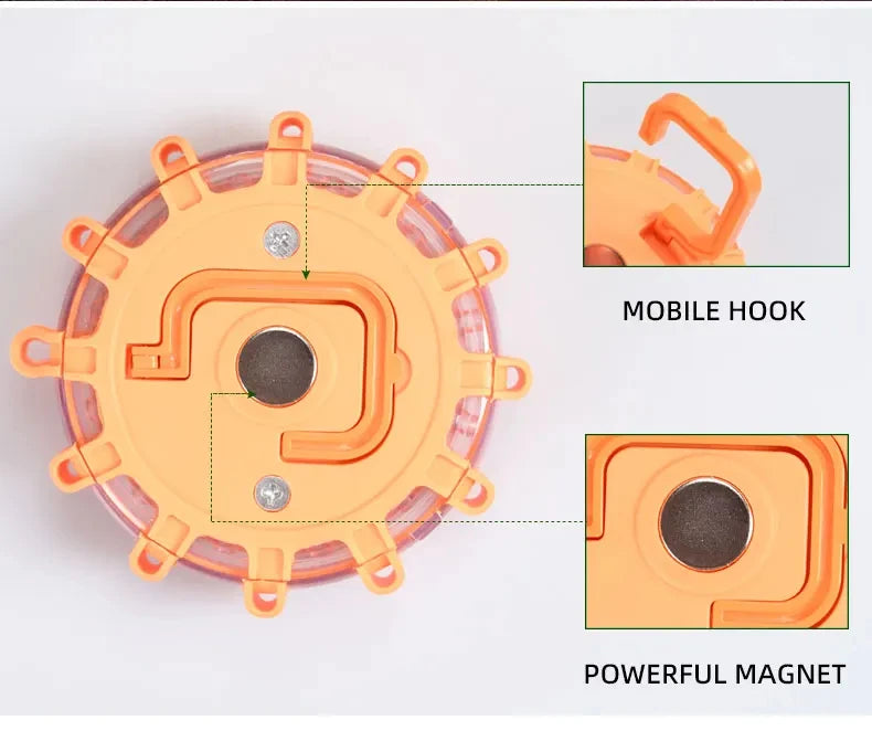 Balise LED magnétique d'urgence pour voiture – stroboscope avertisseur, lumière de sécurité, orange/bleu