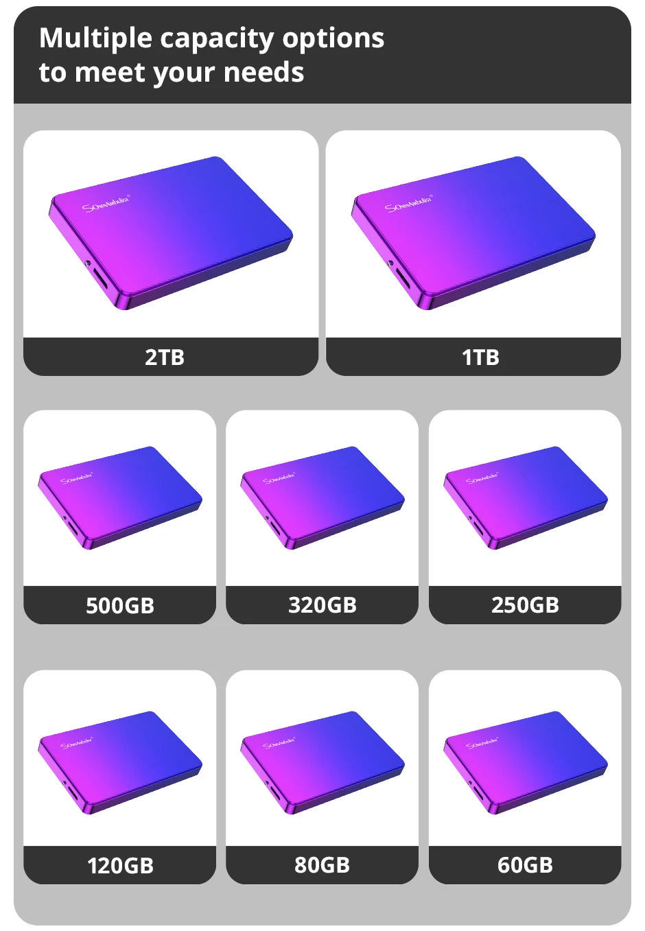 SomnAmbulist – Disque dur externe portable HDD 2,5 pouces – Capacités 250 Go, 320 Go, 500 Go, 1 To – USB 3.0 – Compatible PC, TV, PS4, Xbox, Laptop