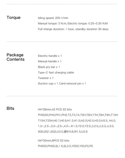 Kit Tournevis Électrique 58 en 1 Rechargeable – Ultra Précision, Réparation Express Smartphones, Montres & Appareils Xiaomi
