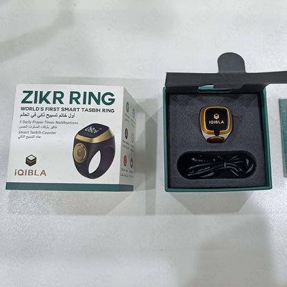 IQibla Smart Zikr Ring – Bague connectée de zikr, louange Tasbih, compteur électronique pour musulmans, heure de prière, rappel par vibration, étanche