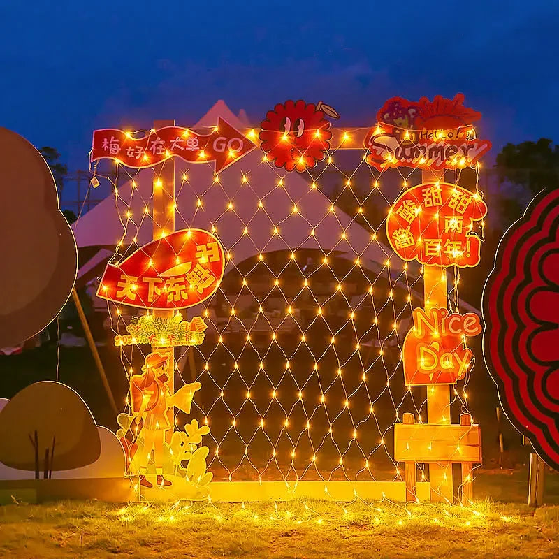 Rideau lumineux en maille LED – décoration extérieure/intérieure, guirlande féerique, Noël/mariage/fêtes