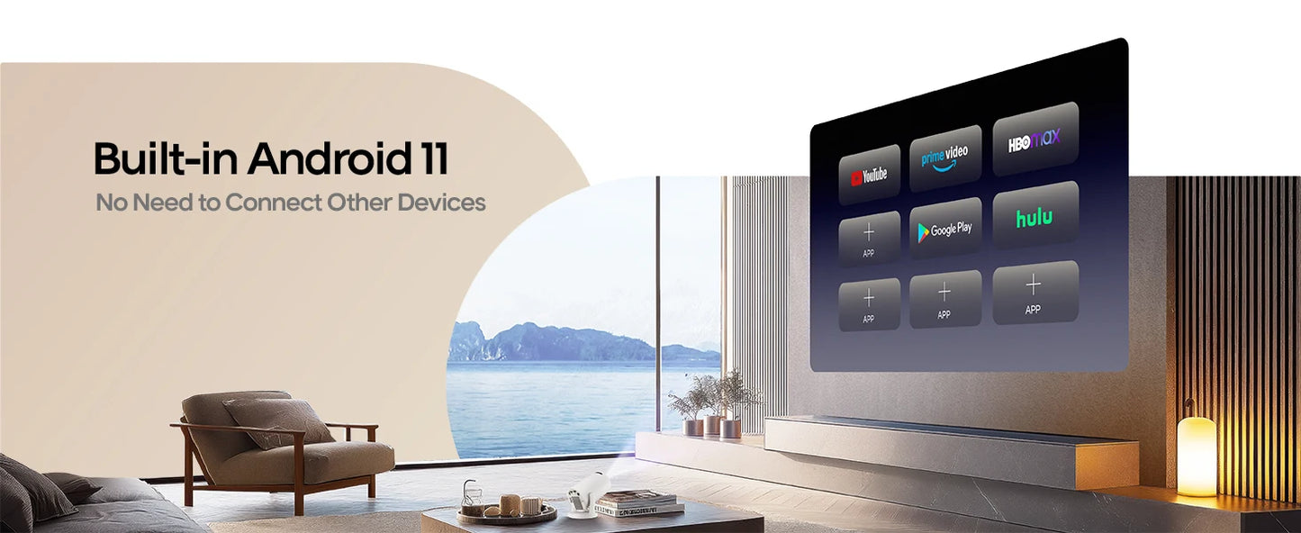 Projecteur magnétique 4K Android 11 HY300 Pro – Wifi6 290ANSI – Allwinner H713 – Bluetooth 5.0 – 1080P 1280×720P – Cinéma portable extérieur