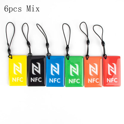 Étiquette de carte à puce rectangulaire Ntag213 CE, résine époxy, 13.56MHz, pack de 6 couleurs
