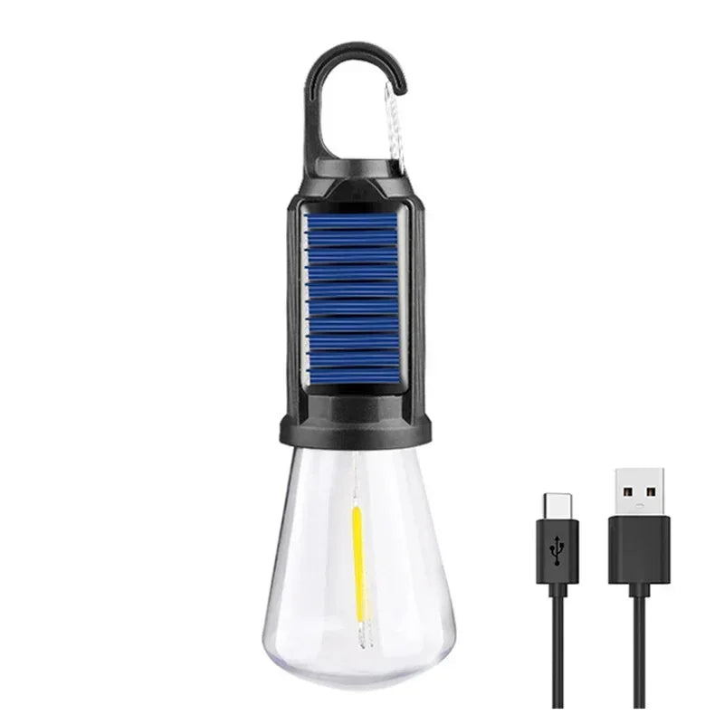 Lampes solaires LED pour Camping – Ampoules rechargeables USB, lampe à intensité variable avec crochets, lumière Vintage pour tente, lanterne, extérieur
