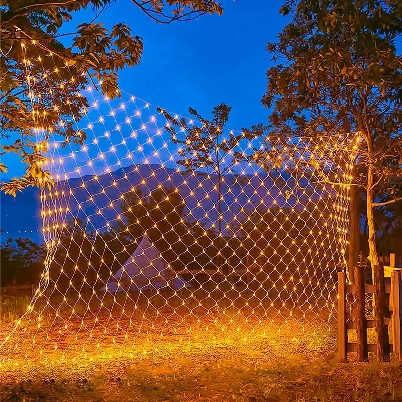 Rideau lumineux en maille LED – décoration extérieure/intérieure, guirlande féerique, Noël/mariage/fêtes