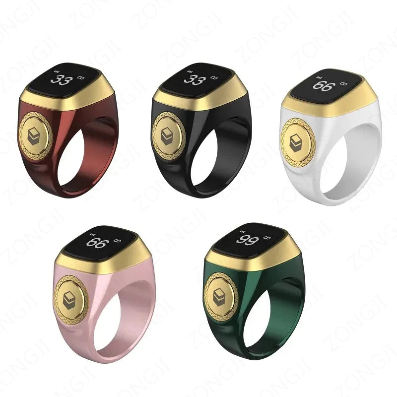 IQibla Smart Zikr Ring – Bague connectée de zikr, louange Tasbih, compteur électronique pour musulmans, heure de prière, rappel par vibration, étanche