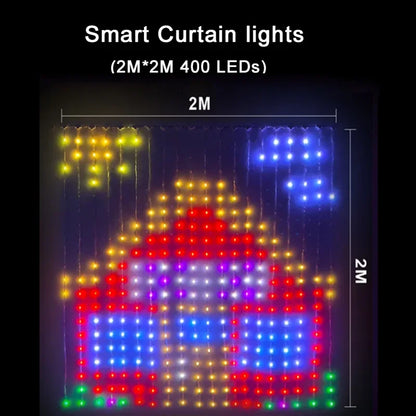Rideau lumineux LED intelligent RGB – guirlande musique programmable – fenêtre & salle de fêtes, 3x3m, 2x2m, 1x1m
