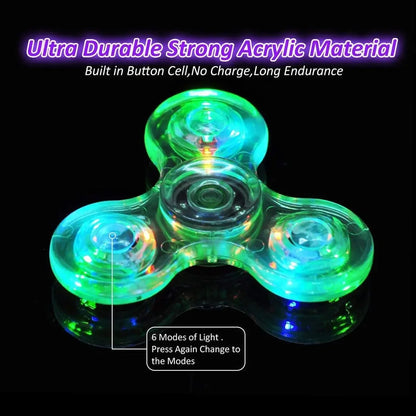 Fidget Spinner lumineux à LED – Jouet anti-stress Mini EDC, brille dans la nuit