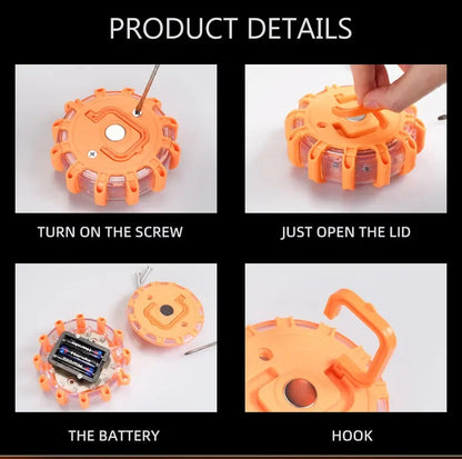 Balise LED magnétique d'urgence pour voiture – stroboscope avertisseur, lumière de sécurité, orange/bleu
