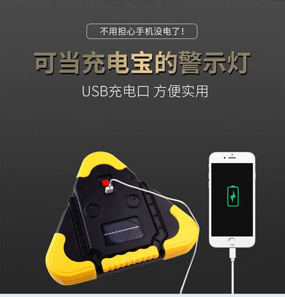 Trépied automobile panneau d’avertissement lumineux – Triangle réfléchissant LED – Feu de secours solaire véhicule – 2 tailles