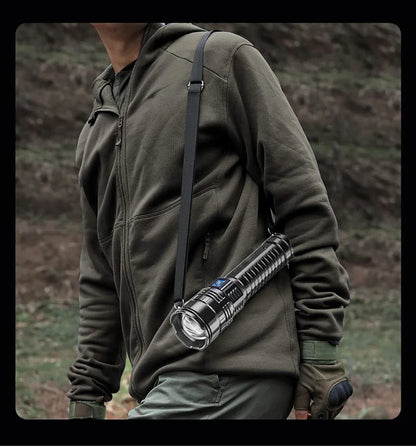 Lampe de poche LED ultra lumineuse, torche tactique puissante, batterie intégrée de 15 000 mAh, projecteurs d'urgence pour camping avec feu arrière