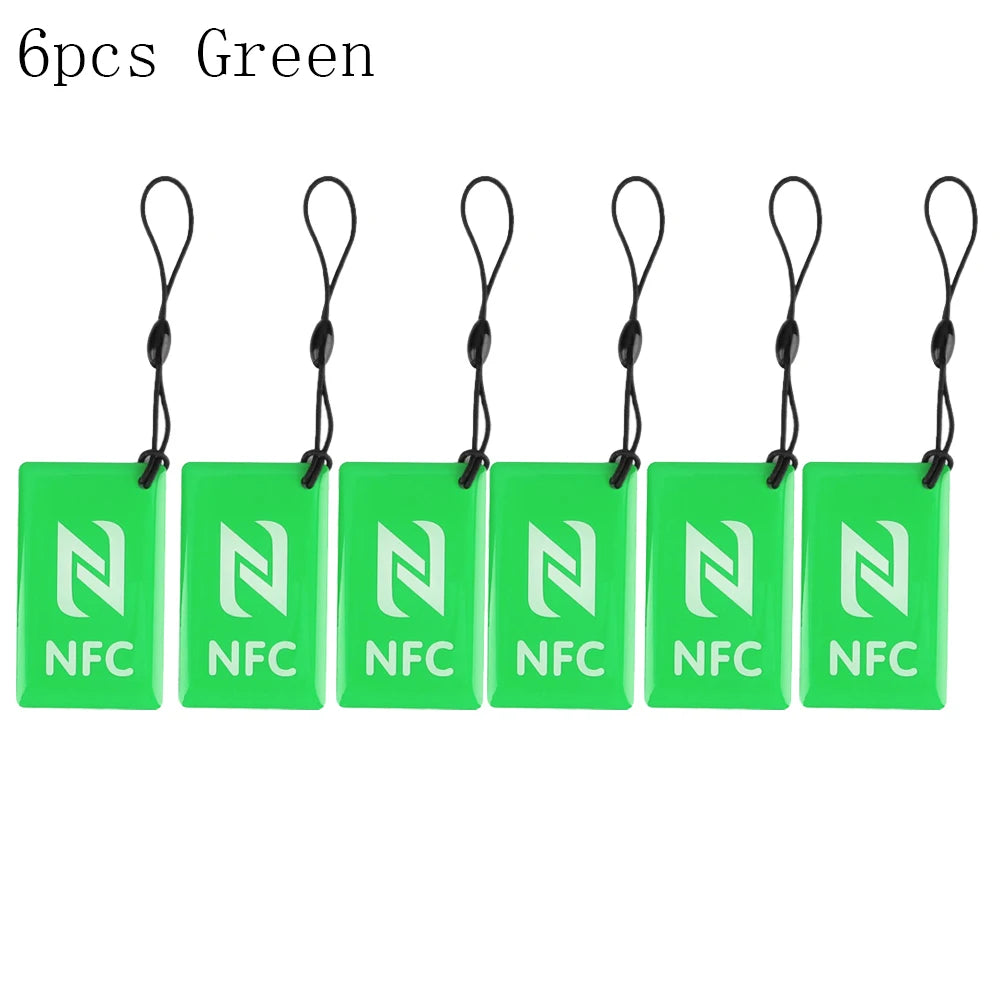 Étiquette de carte à puce rectangulaire Ntag213 CE, résine époxy, 13.56MHz, pack de 6 couleurs