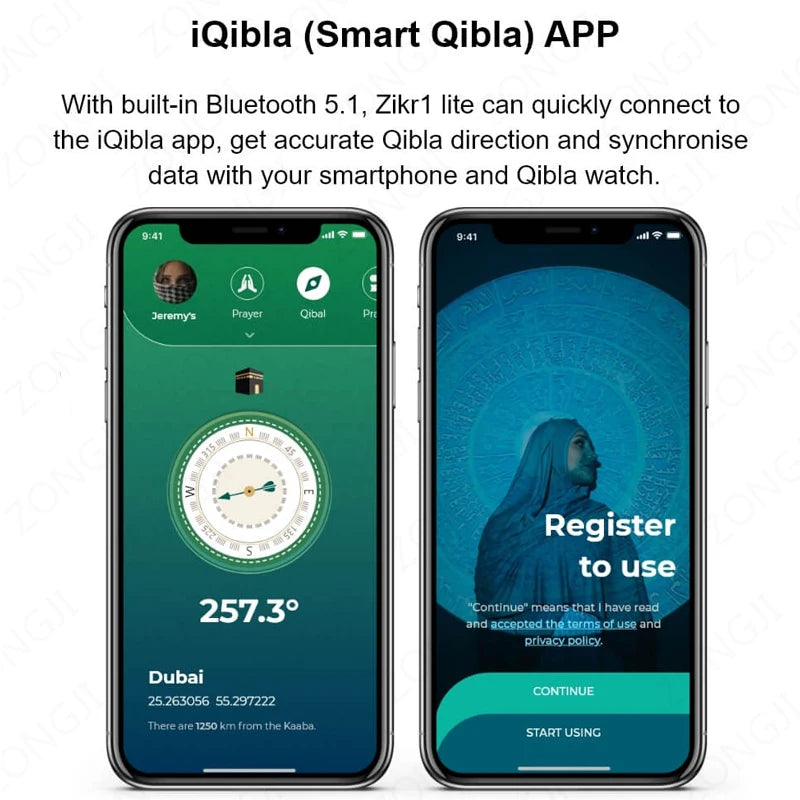 IQibla Smart Zikr Ring – Bague connectée de zikr, louange Tasbih, compteur électronique pour musulmans, heure de prière, rappel par vibration, étanche