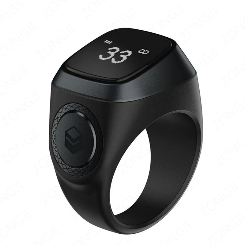 IQibla Smart Zikr Ring – Bague connectée de zikr, louange Tasbih, compteur électronique pour musulmans, heure de prière, rappel par vibration, étanche