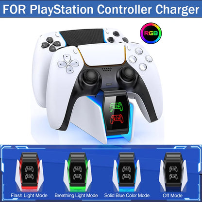 Station de charge de contrôleur RGB double rapide pour PS5 (DinoFire)