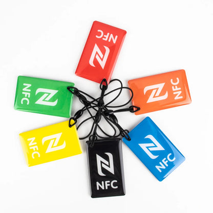 Étiquette de carte à puce rectangulaire Ntag213 CE, résine époxy, 13.56MHz, pack de 6 couleurs