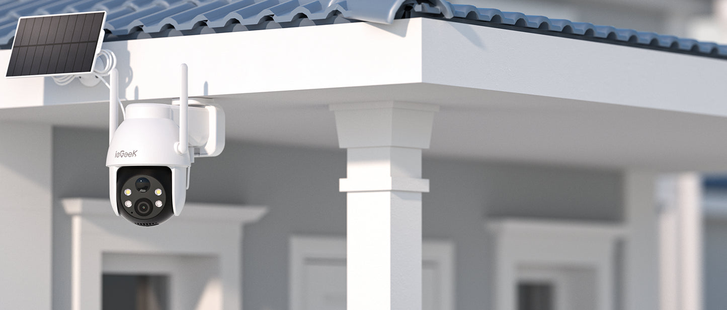 Caméra de surveillance extérieure WiFi ieGeek 2K PTZ – solaire, 360° couleur, détection humaine