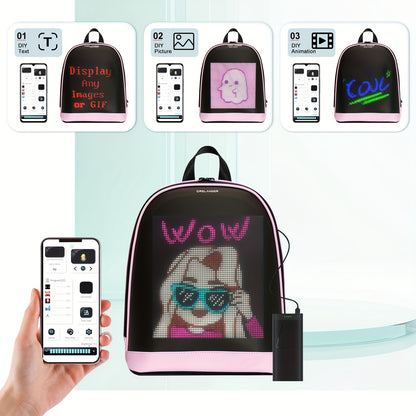 Sac à dos LED CRELANDER 30,48 cm – Écran programmable, sac à dos intelligent et tendance pour ordinateur portable, usage quotidien et déplacements