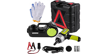 SucceBuy Kit cric de voiture électrique 5T 12V + Clé à chocs, cric hydraulique portable 5 tonnes avec LED et compresseur intégré 13,5–36 cm pour levage et réparation de pneus